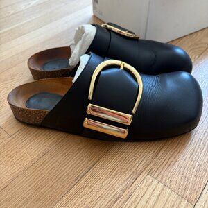 Khaite Downing Black Leather Mules Size 40.5 EU